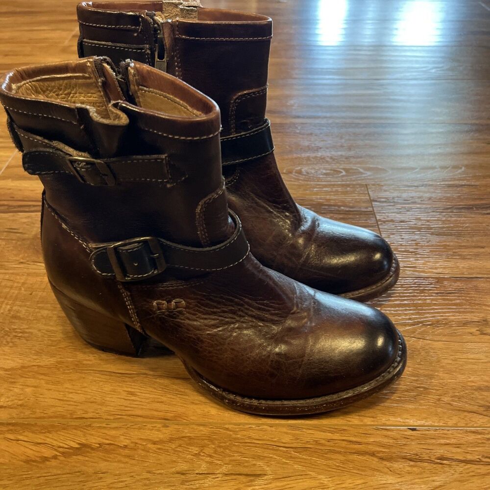 Bed Stu Cobbler Series Distressed Becca Brown Leather Ankle Boots Size 8
